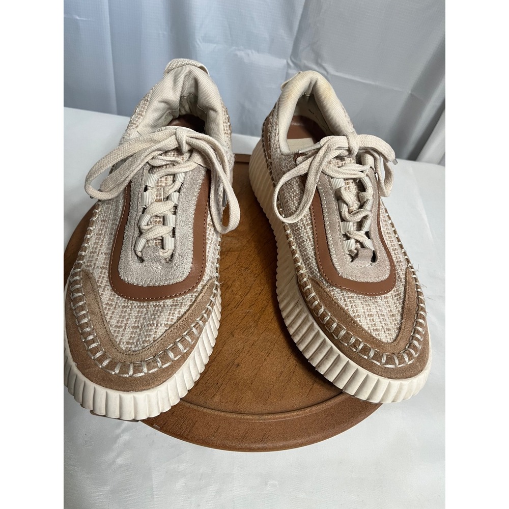 Dolce Vita Beige and Brown Tweed Platform Sneakers